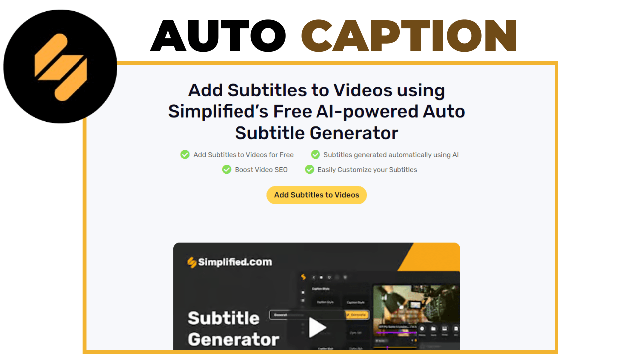 Simplified AI auto Caption Auto Hindi Subtitle AI generator for video