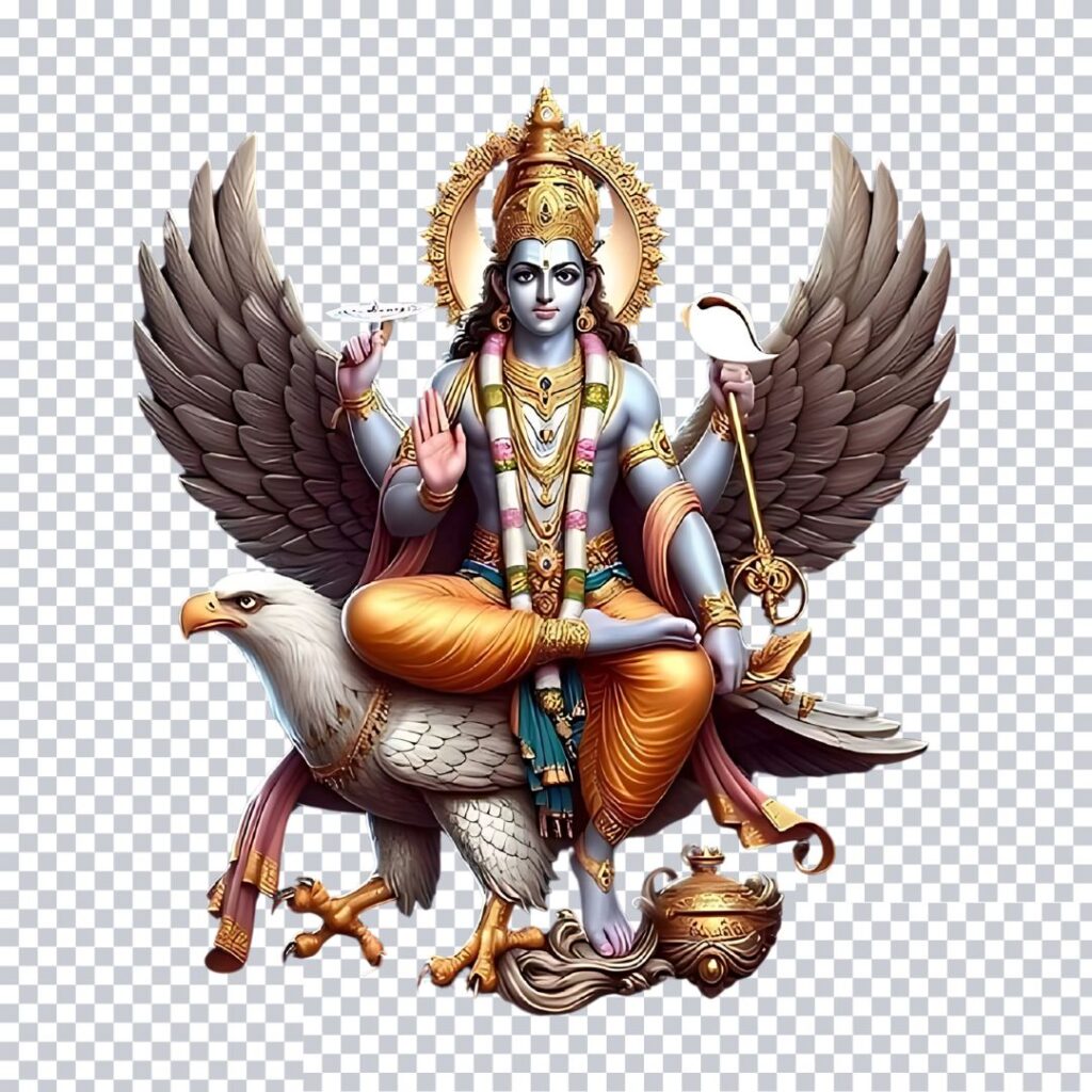 lord vishnu riding the garuda 